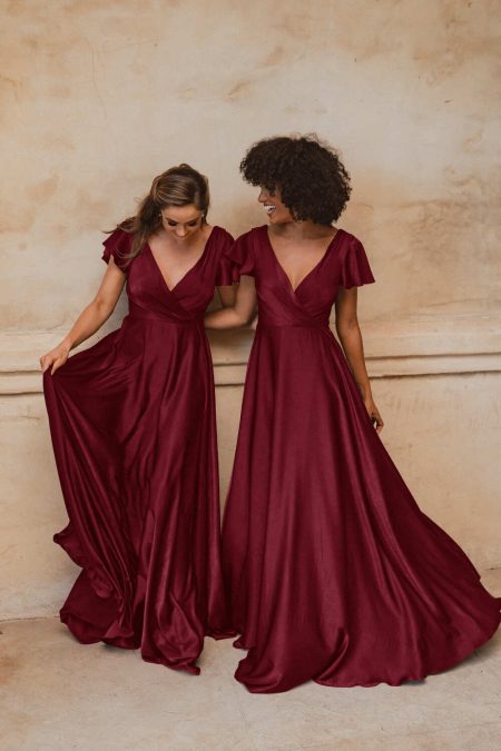Wine Luxe Satin Long Dress