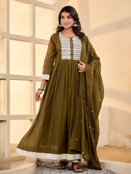 Olive Grace Cotton Kurti